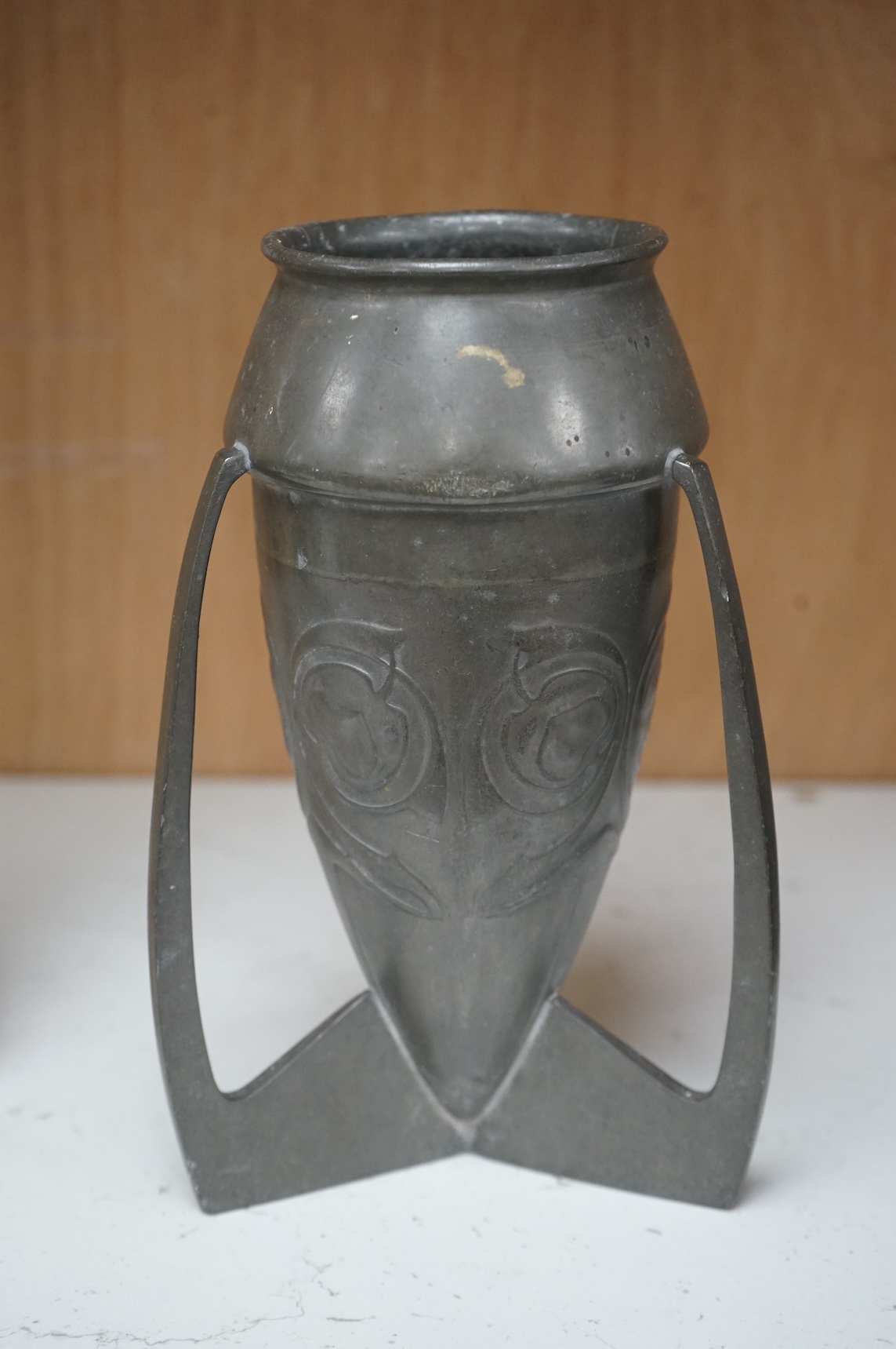 Archibald Knox, a Liberty & Co. Tudric pewter vase, numbered 0226 to the base, 19cm high